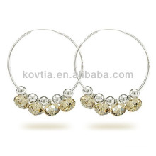 New arrival 925 sterling silver jewelry crystal hoop earrings